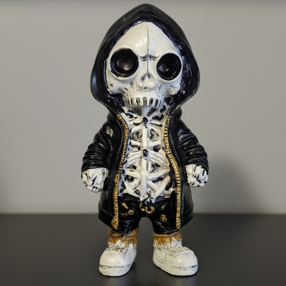 NWT Skeleton Figurine with Black Hooded Jacket